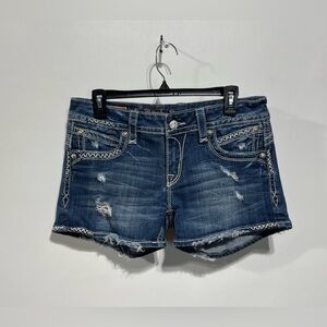 Rock‎ Revival Becky Distressed Blue Jean Shorts Size 31 Inseam 4”